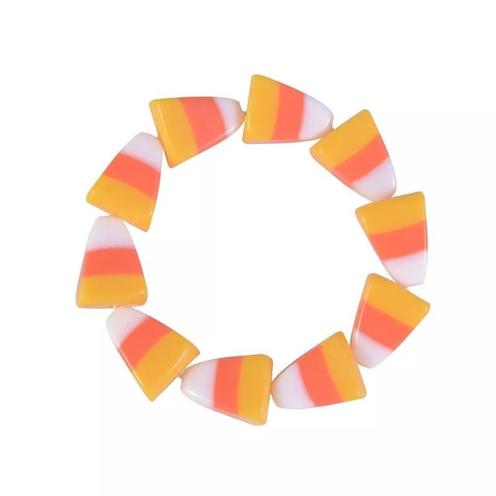 Halloween Candy Corn Beaded Stretch Bracelet 7 in NWT